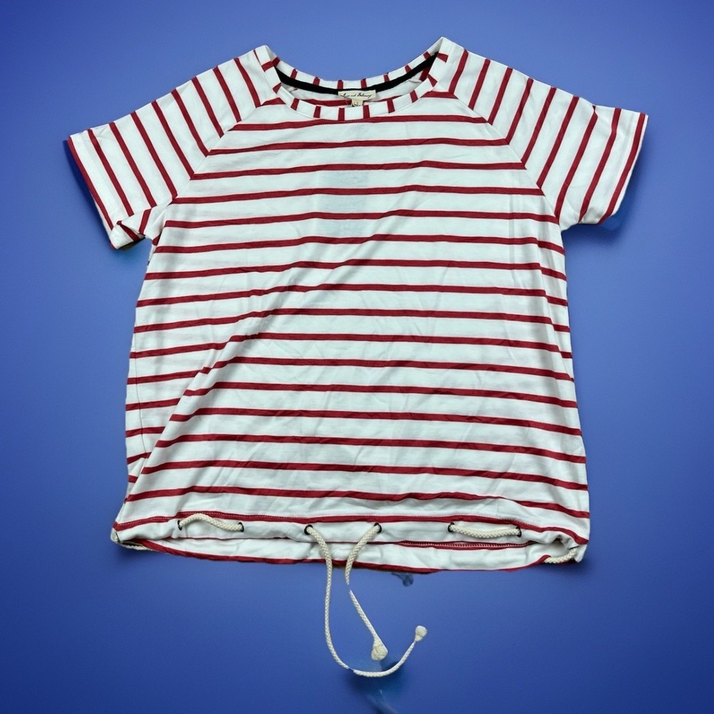 Anthropology Jane and Delaney Shirt Tee Sz Large Red‎ White Striped Nautical NWT